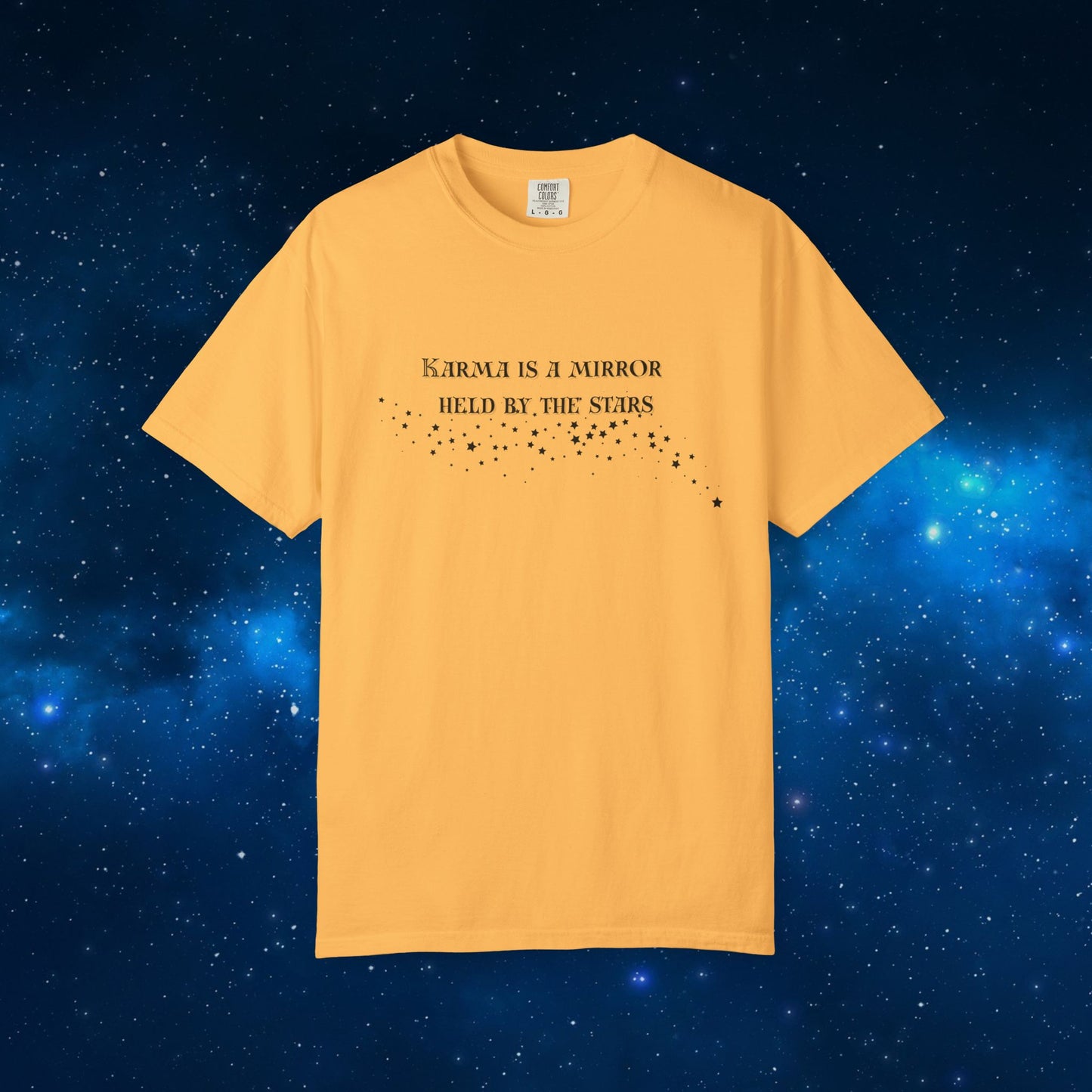 Karma Is a Mirror Held by the Stars – Spiritual Astrology T-Shirt Citrus