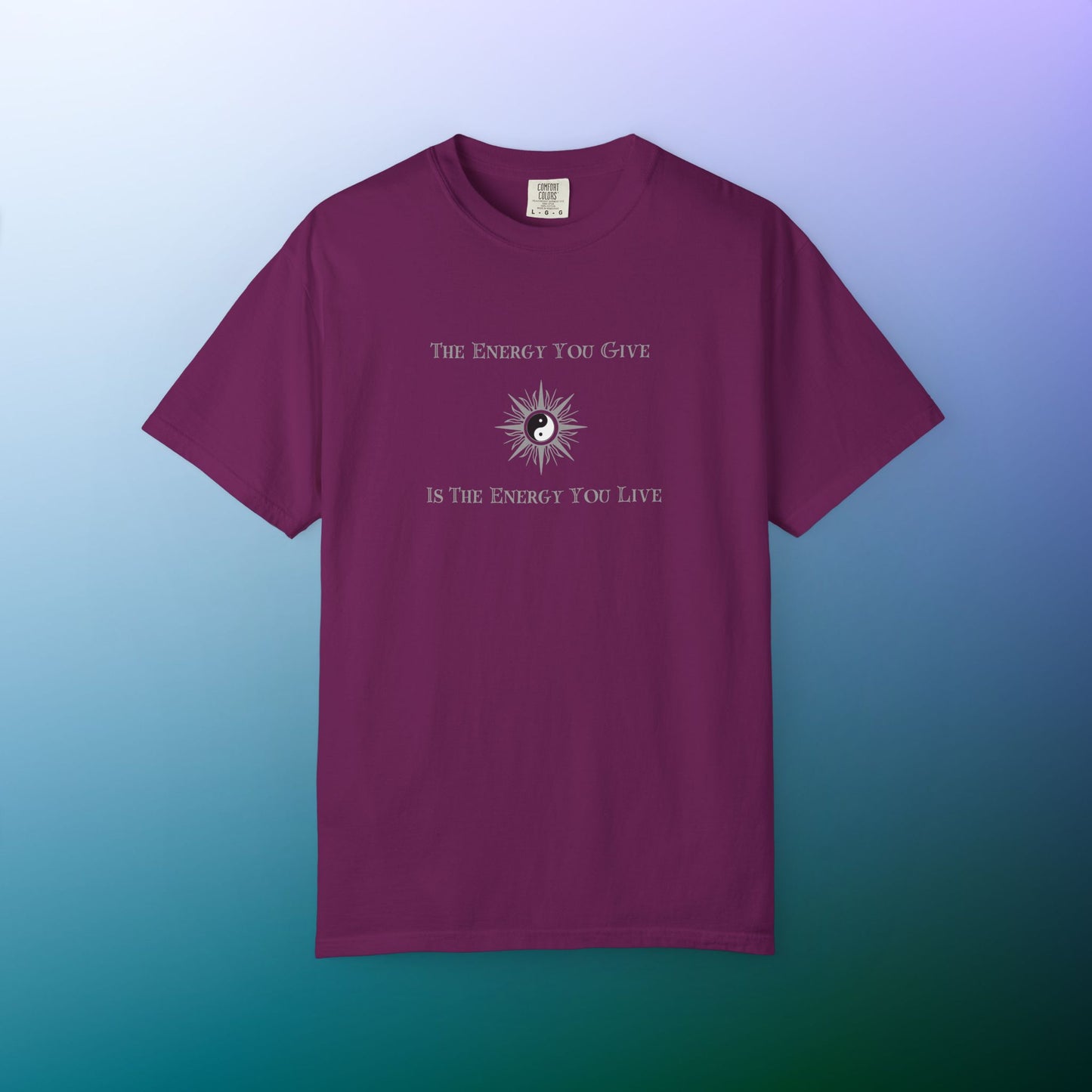 The Energy You Give Is The Energy You Live – Spiritual Yin Yang T-Shirt Boysenberry