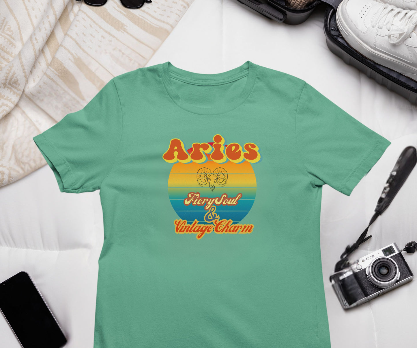 Aries Zodiac Retro T-Shirt – “Fiery Soul & Vintage Charm” Astrology Tee