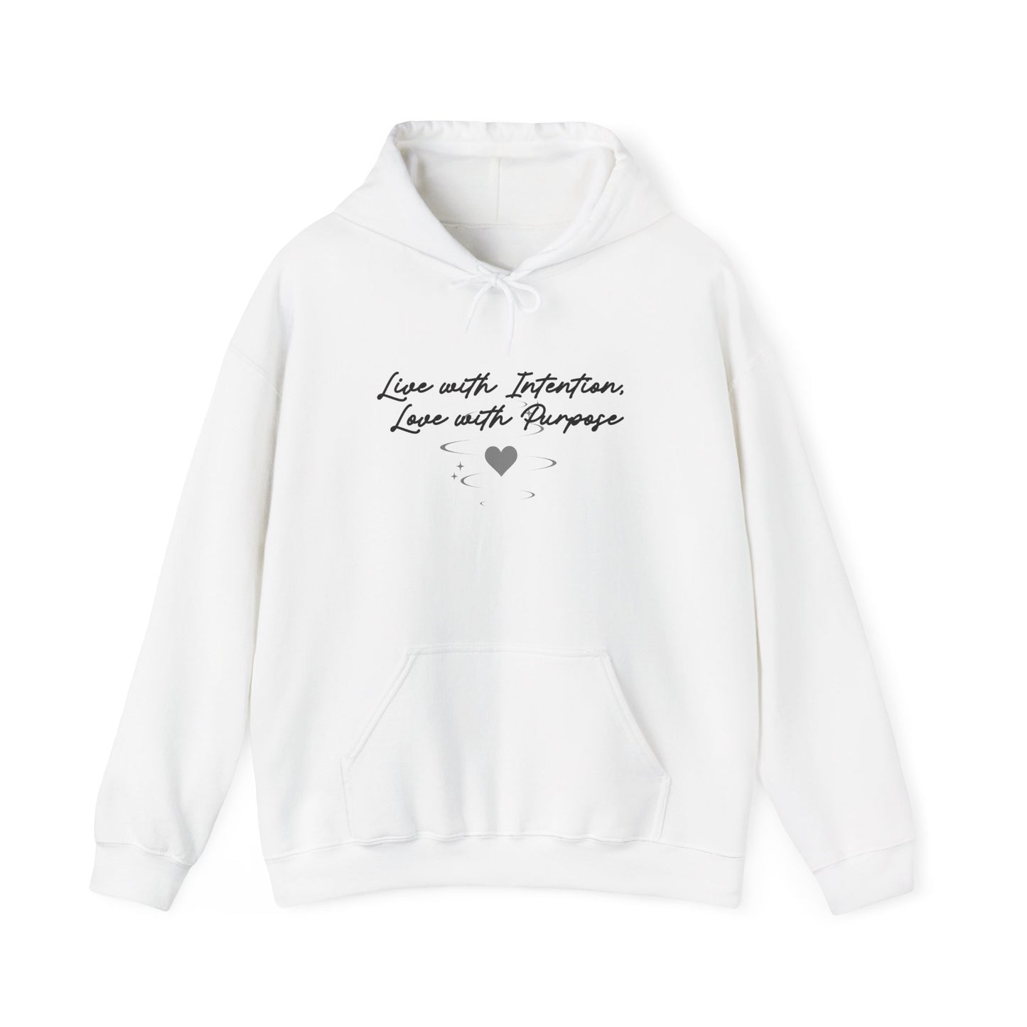 Live with Intention Hoodie | Love with Purpose | Positive Pullover White
