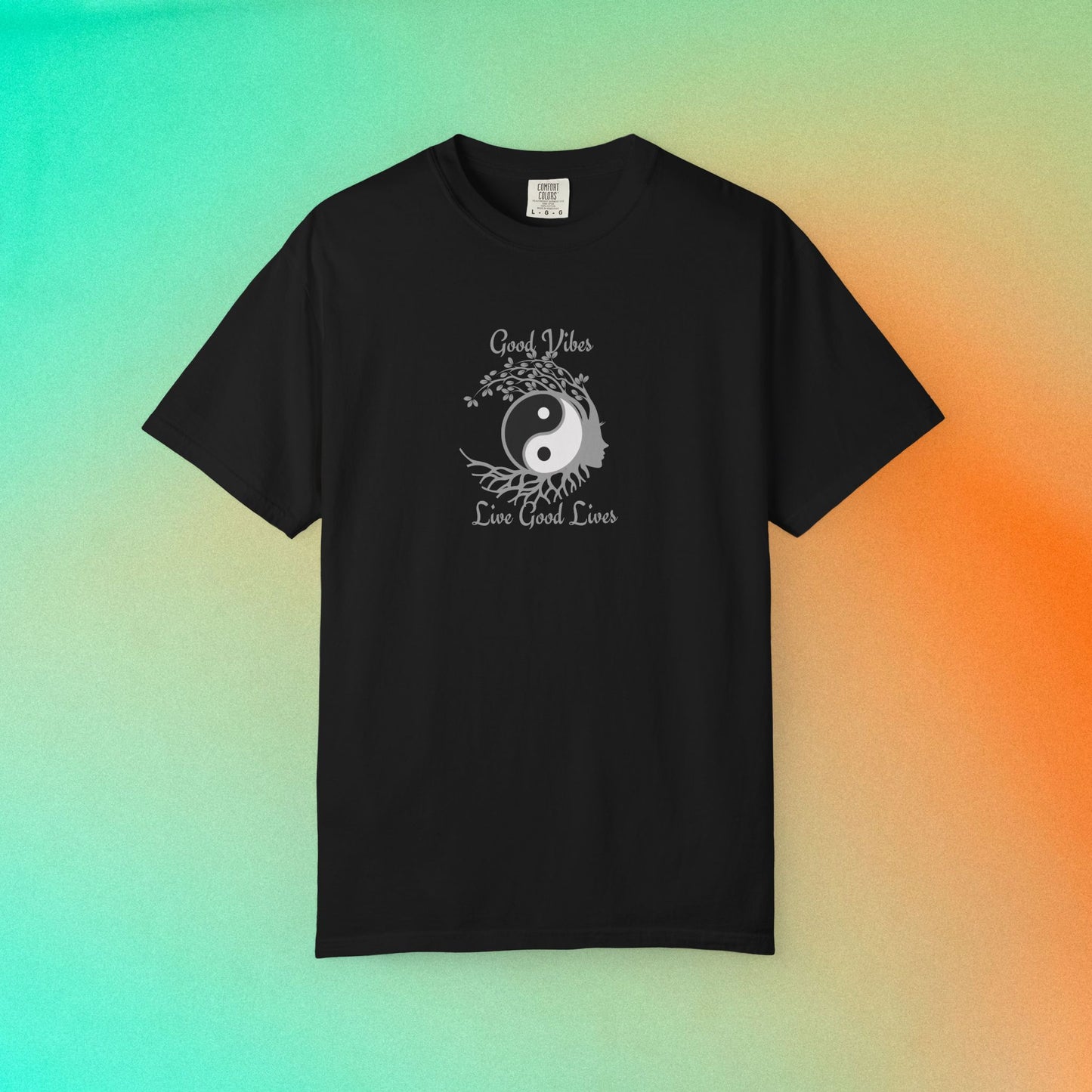 Good Vibes Live Good Lives T-Shirt – Yin Yang Tree of Life Tee Black