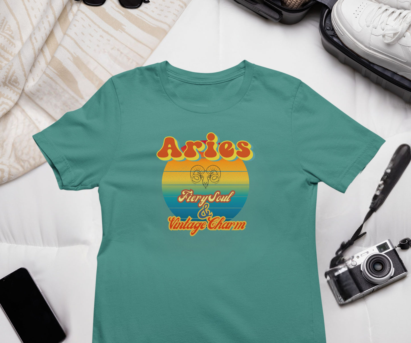 Aries Zodiac Retro T-Shirt – “Fiery Soul & Vintage Charm” Astrology Tee