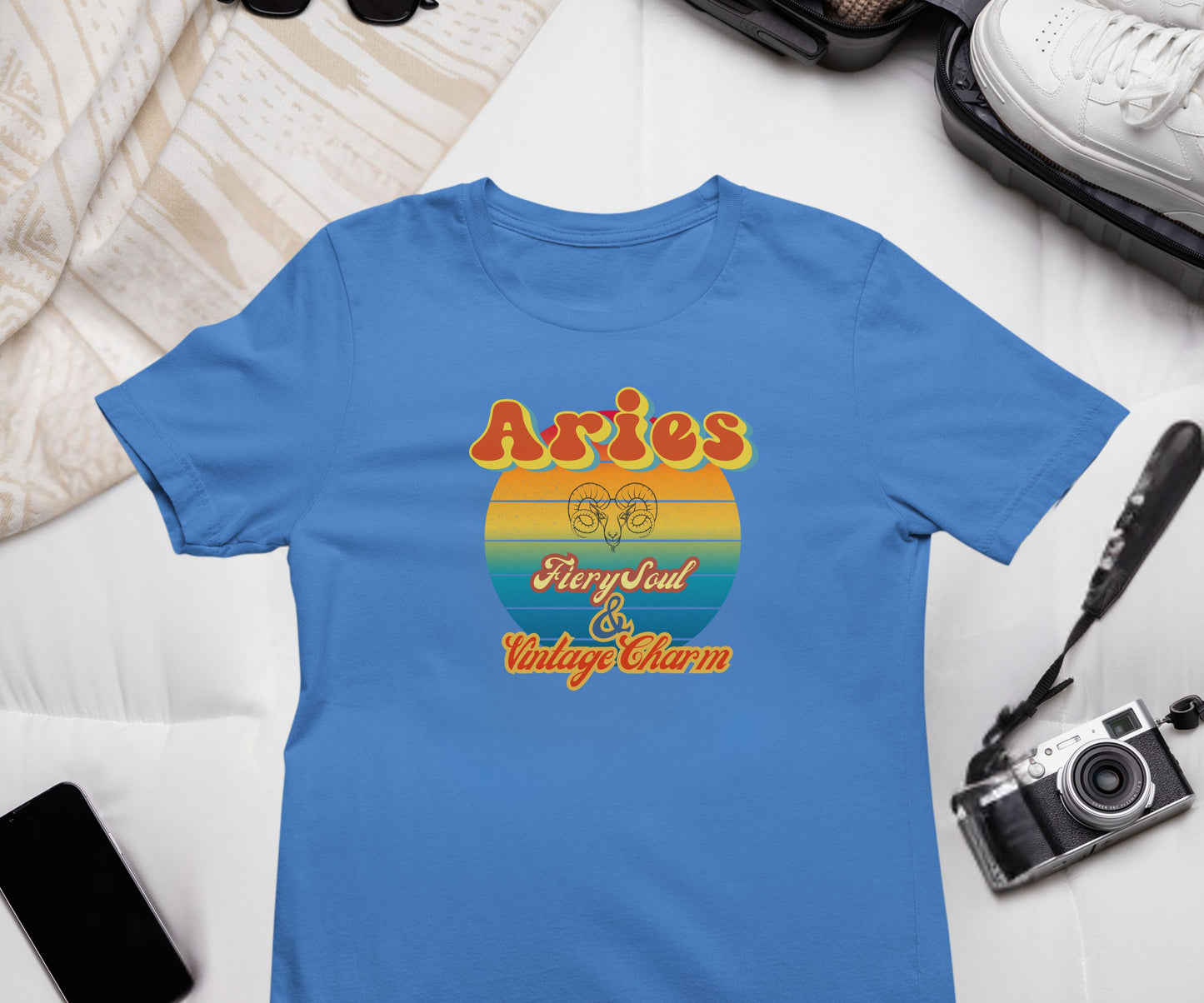 Aries Zodiac Retro T-Shirt – “Fiery Soul & Vintage Charm” Astrology Tee