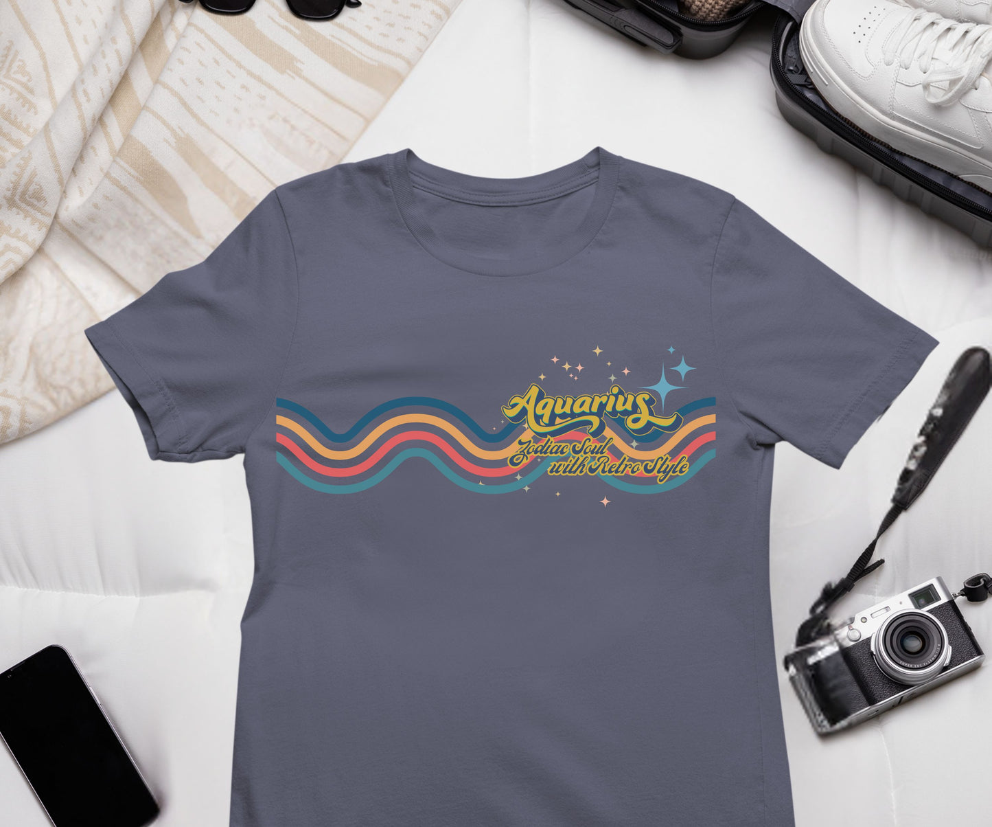 Aquarius Retro T-Shirt – Zodiac Soul Astrology Shirt for Aquarius Lovers