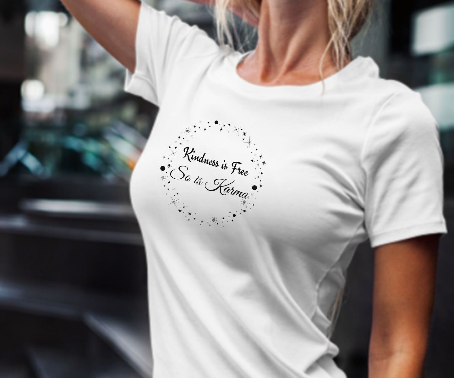 Kindness is Free Karma T-Shirt – Spiritual Quote Tee for Women – Soft Cotton Graphic Shirt