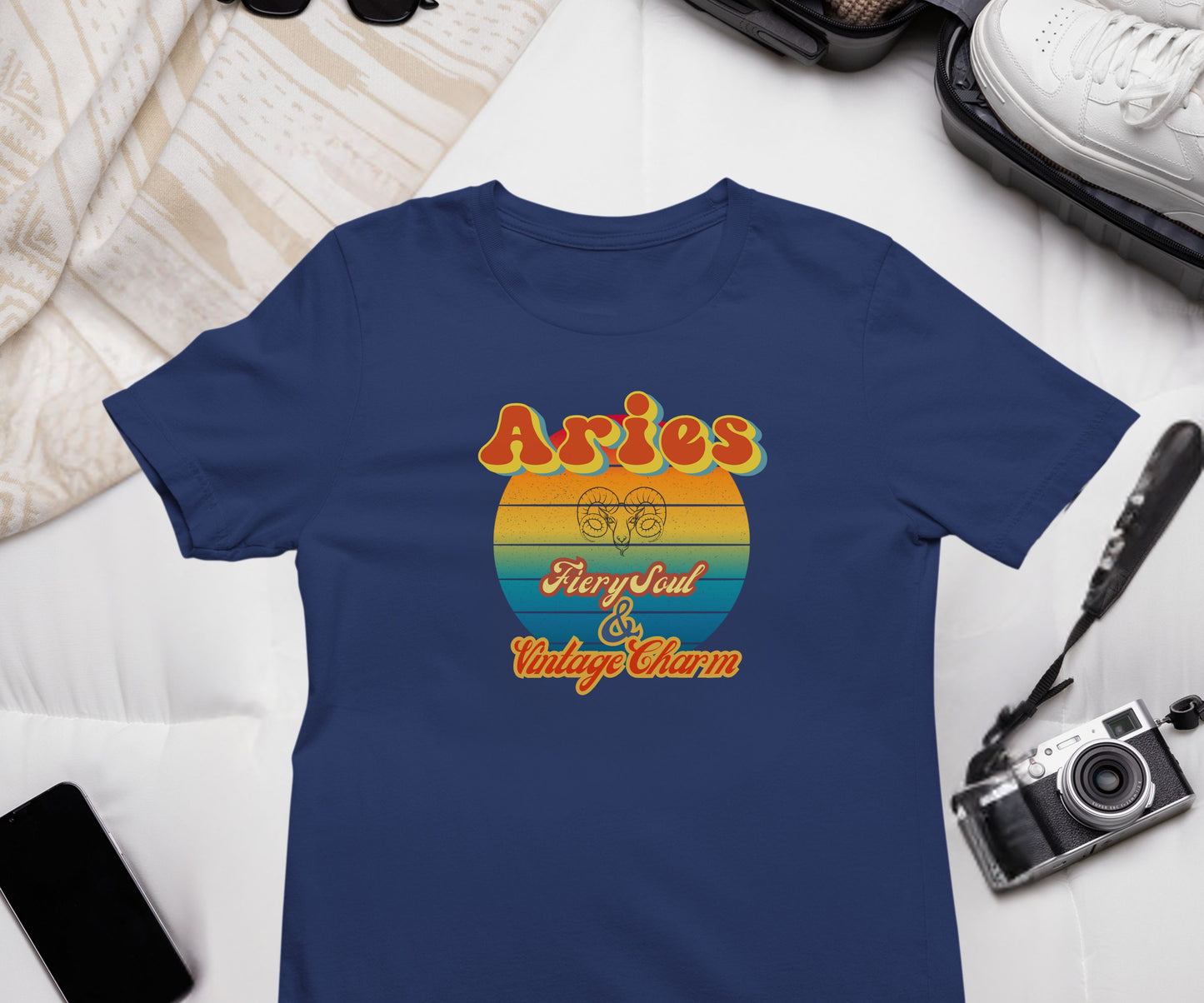 Aries Zodiac Retro T-Shirt – “Fiery Soul & Vintage Charm” Astrology Tee