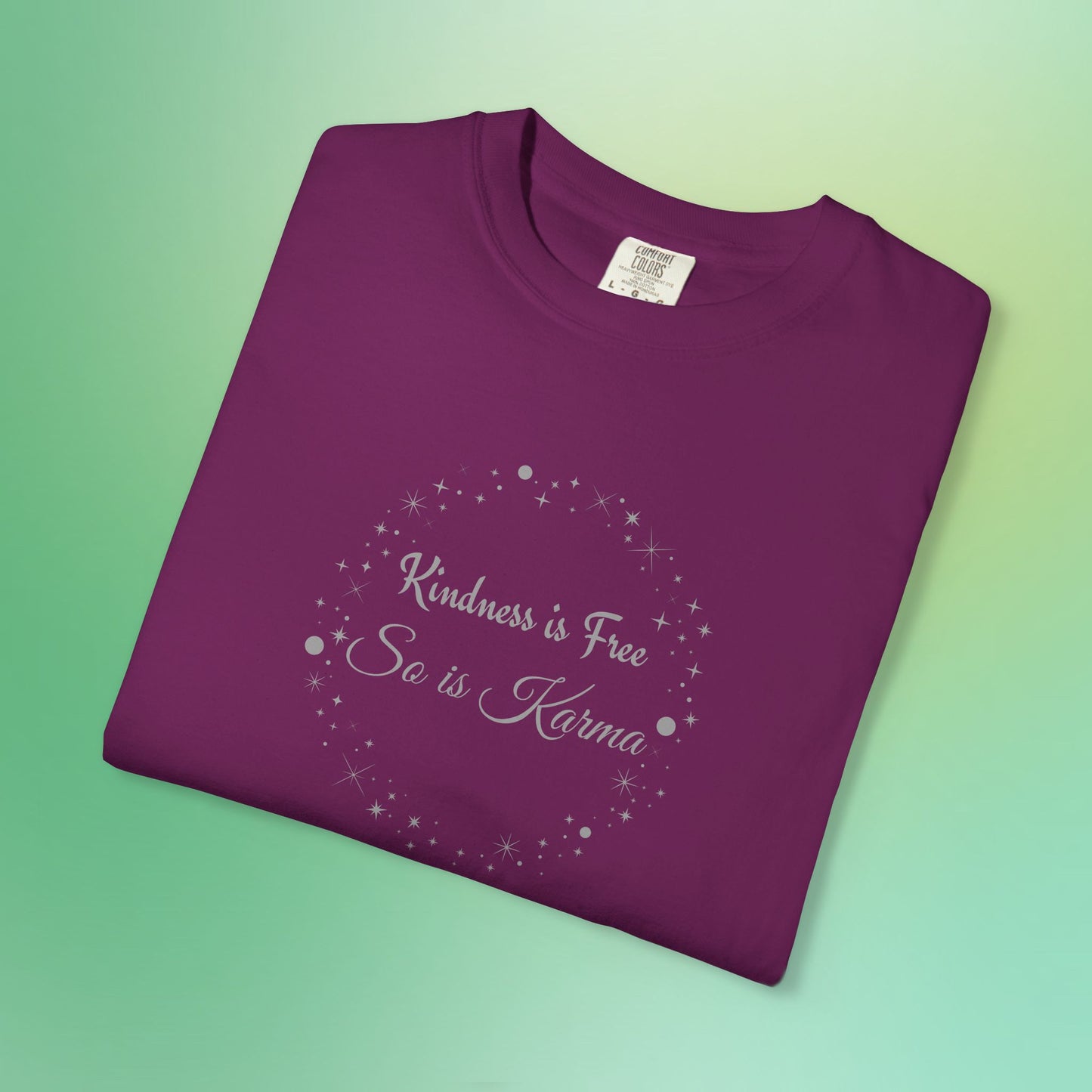 Kindness is Free Karma T-Shirt – Spiritual Quote Tee for Women – Soft Cotton Graphic Shirt