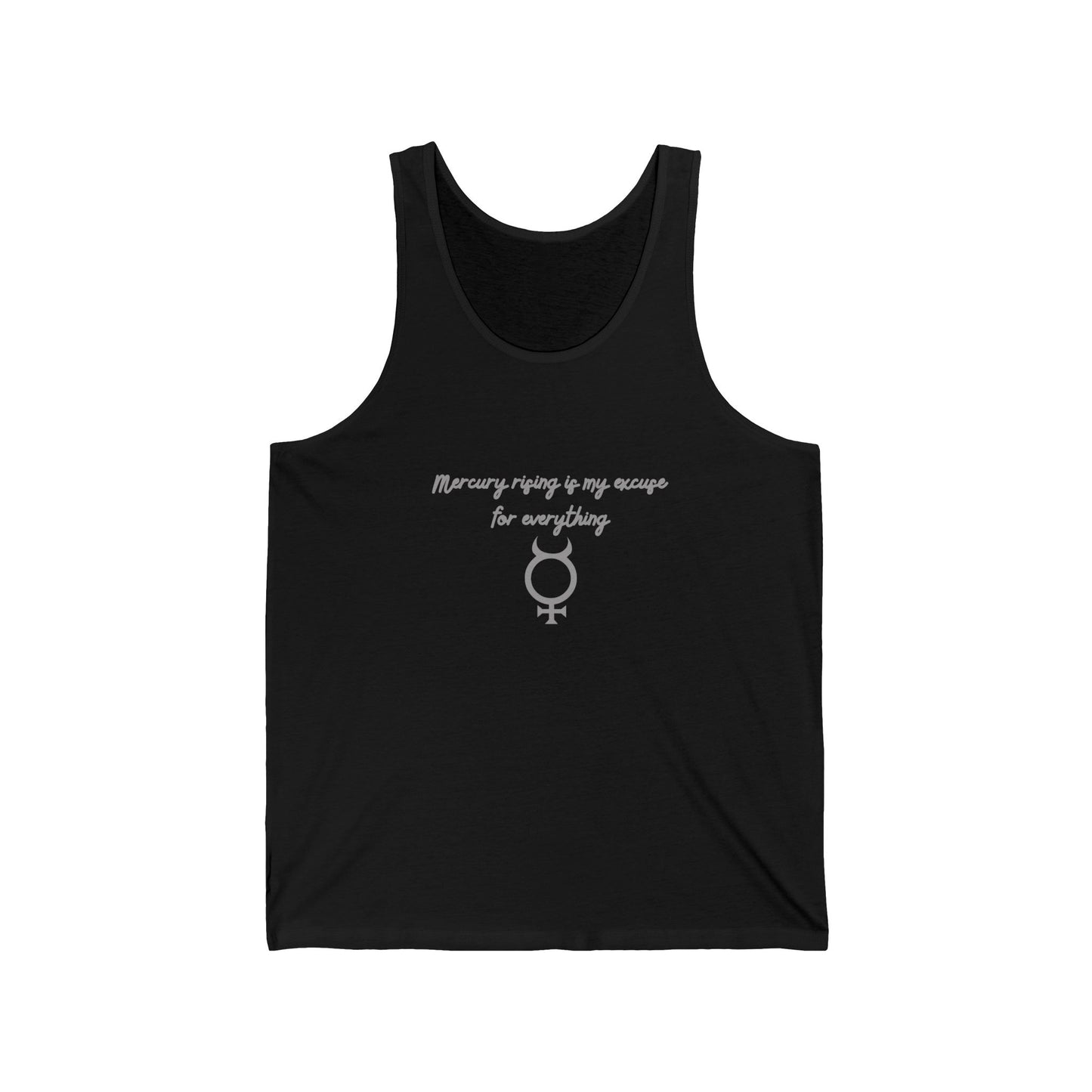 Mercury Rising Tank Top – Funny Astrology Excuse Shirt for Women Black