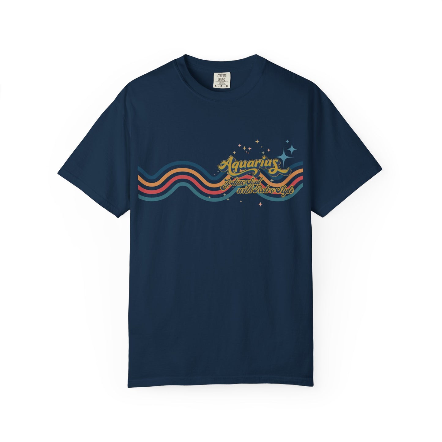 Aquarius Retro T-Shirt – Zodiac Soul Astrology Shirt for Aquarius Lovers True Navy