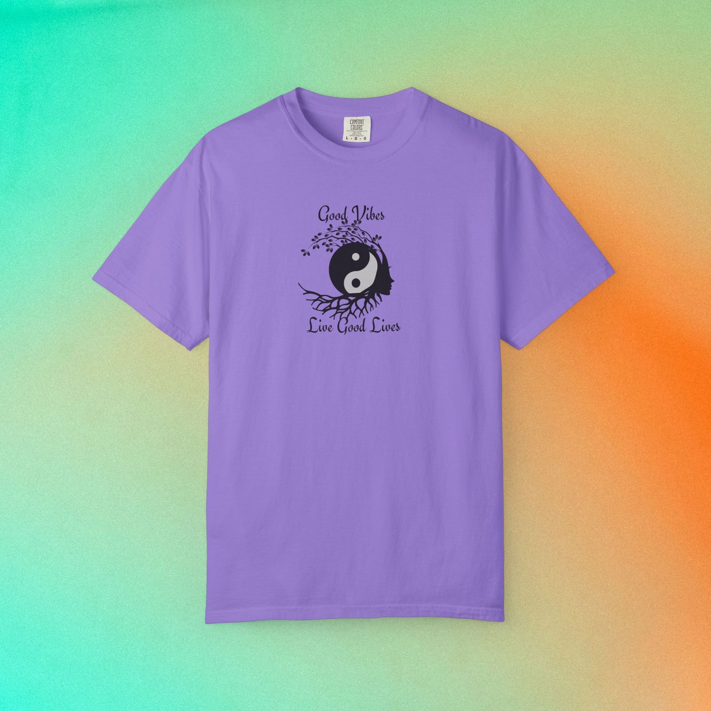 Good Vibes Live Good Lives T-Shirt – Yin Yang Tree of Life Tee Violet