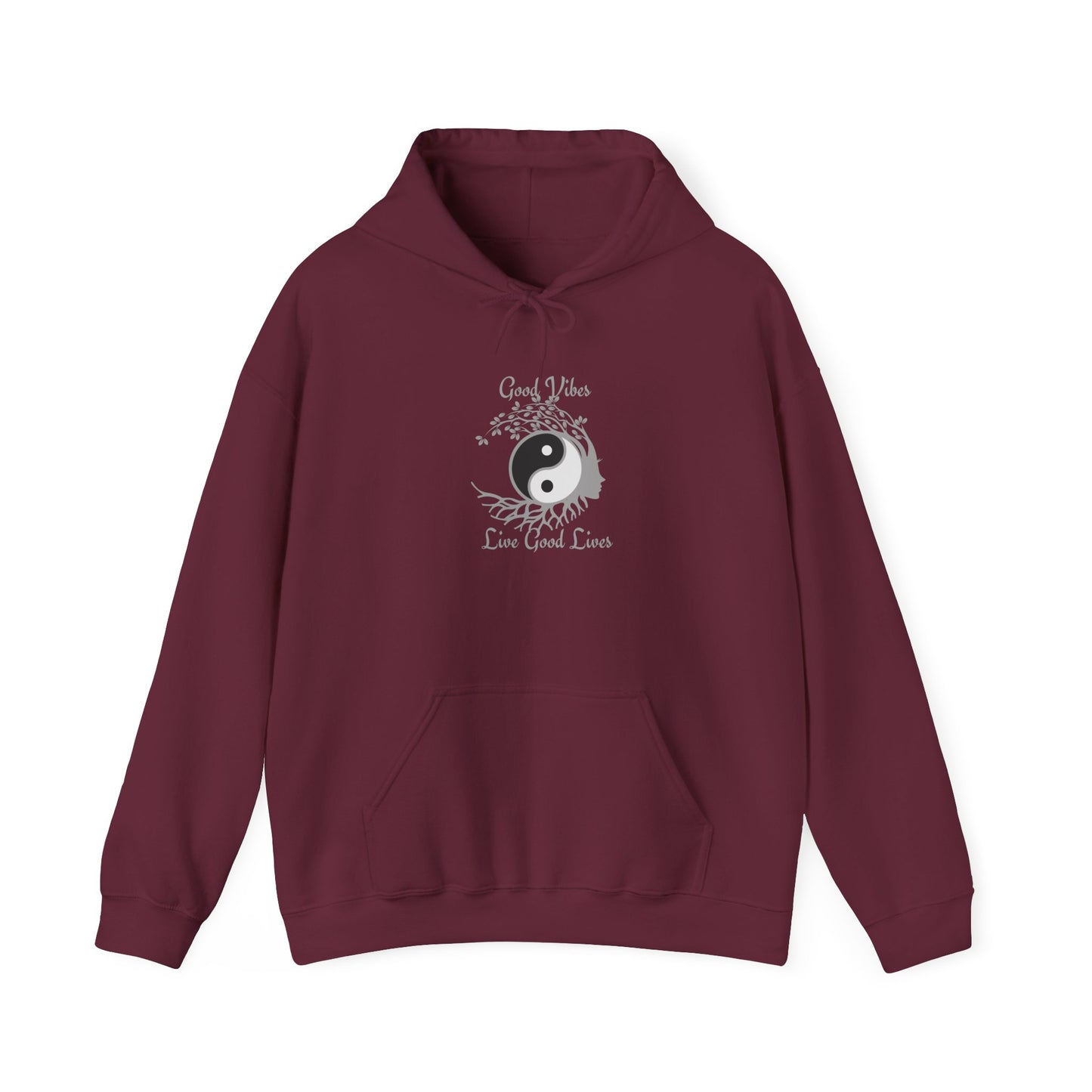 Good Vibes Hoodie – Manifestation & Mindfulness Apparel Maroon