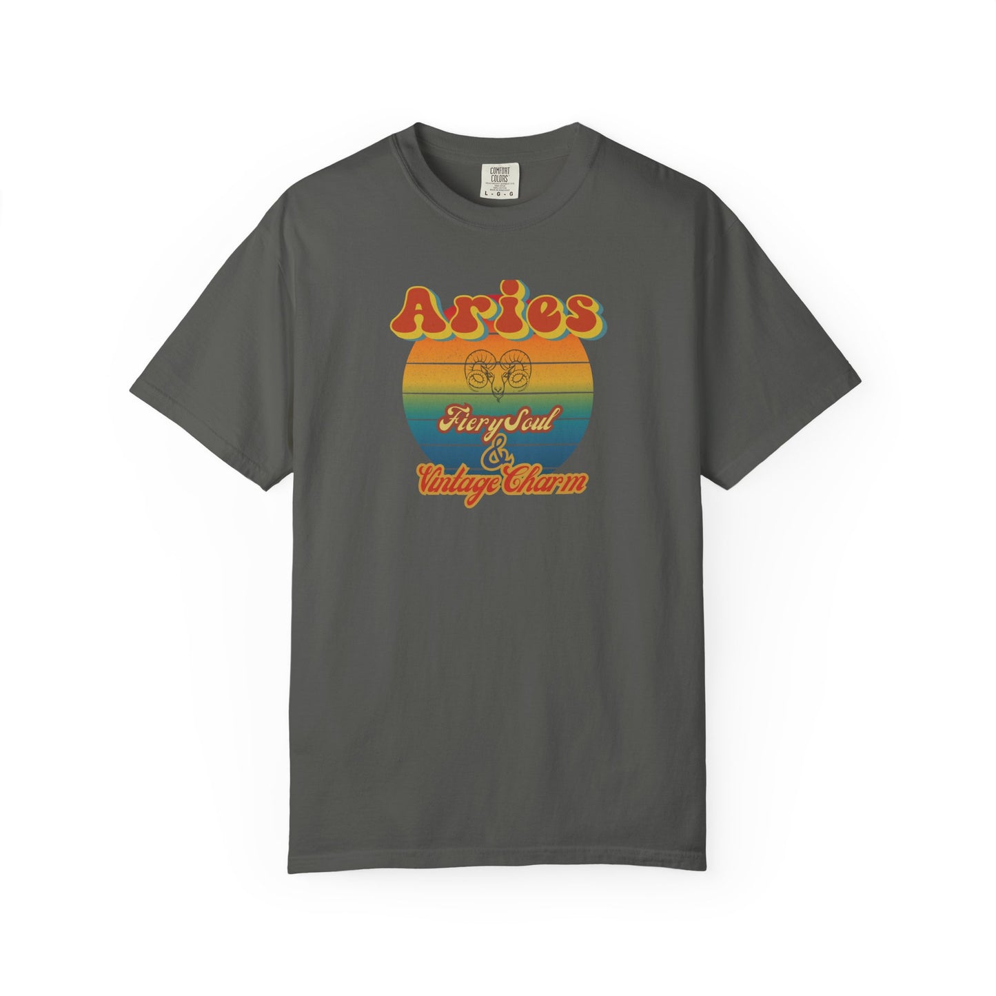 Aries Zodiac Retro T-Shirt – “Fiery Soul & Vintage Charm” Astrology Tee Pepper