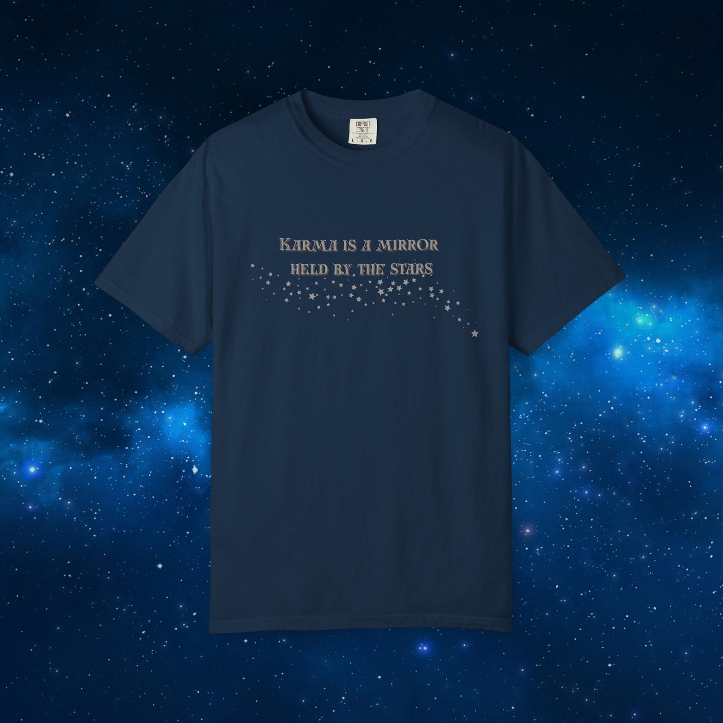 Karma Is a Mirror Held by the Stars – Spiritual Astrology T-Shirt True Navy