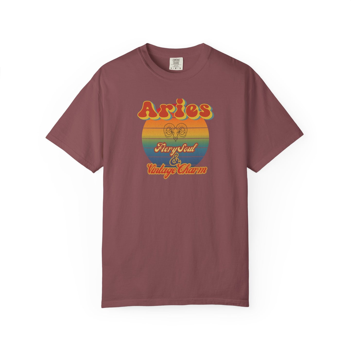 Aries Zodiac Retro T-Shirt – “Fiery Soul & Vintage Charm” Astrology Tee Brick