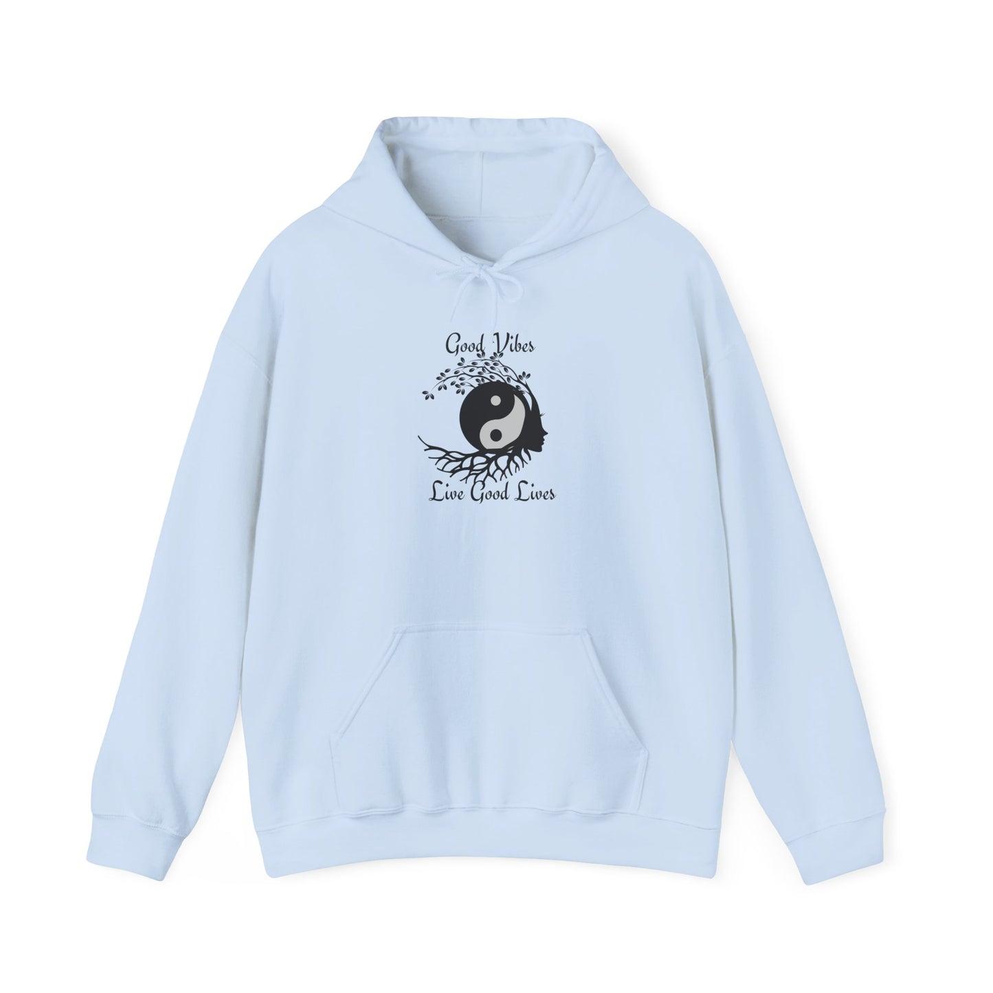 Good Vibes Hoodie – Manifestation & Mindfulness Apparel Light Blue