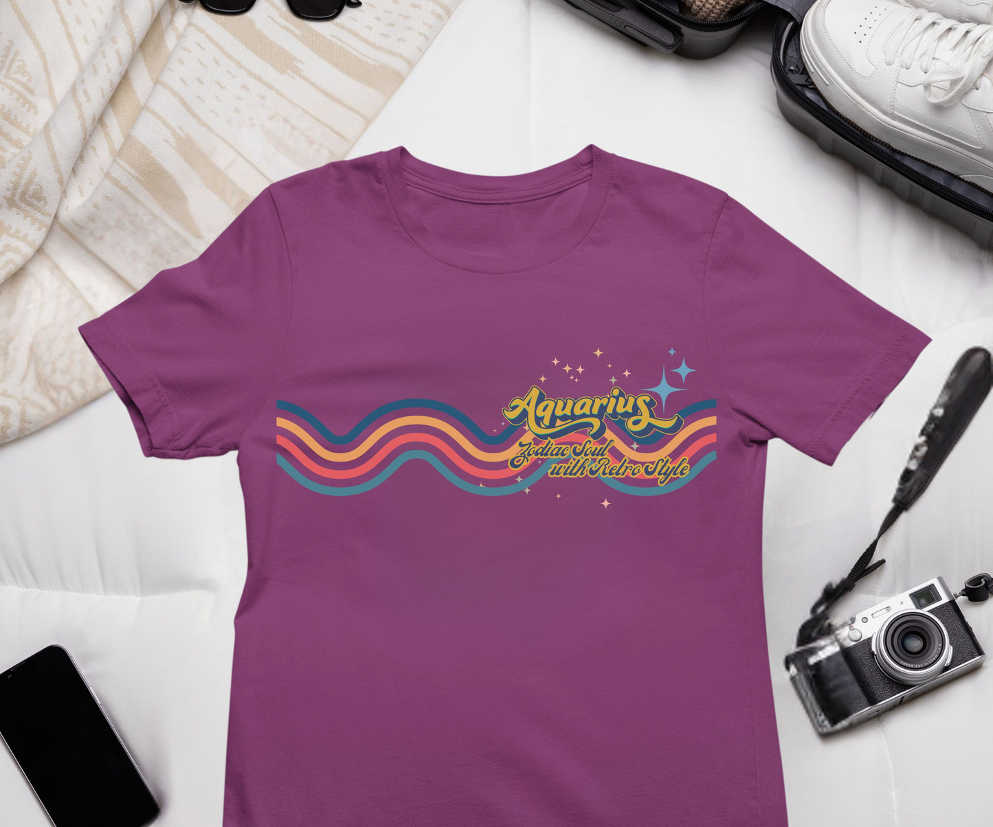 Aquarius Retro T-Shirt – Zodiac Soul Astrology Shirt for Aquarius Lovers