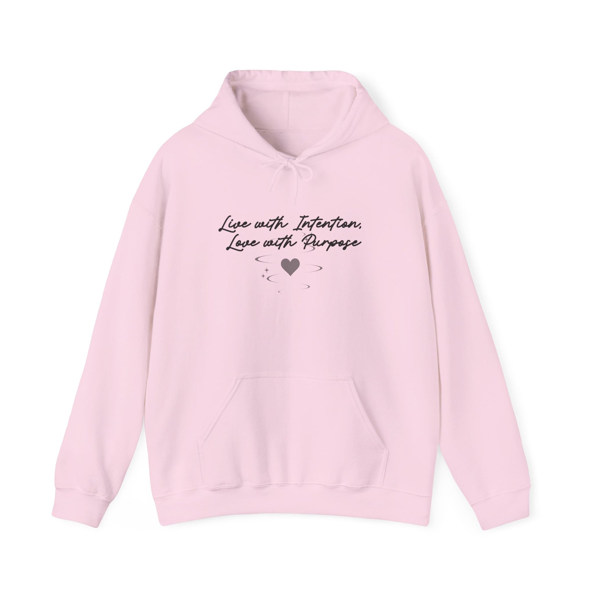 Live with Intention Hoodie | Love with Purpose | Positive Pullover Light Pink