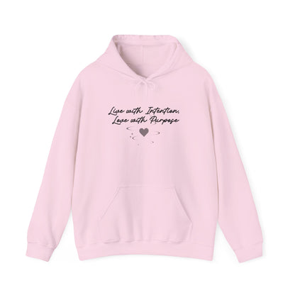Live with Intention Hoodie | Love with Purpose | Positive Pullover Light Pink