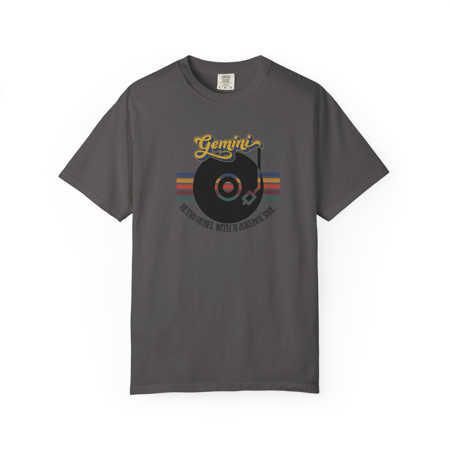 Gemini Retro T-shirt | Vinyl Record| Jukebox Rebel Graphite