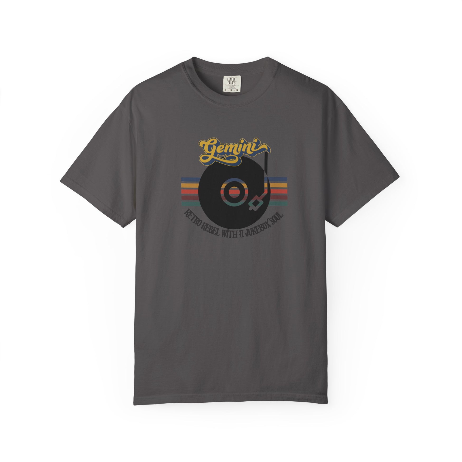 Gemini Retro T-shirt | Vinyl Record| Jukebox Rebel Graphite