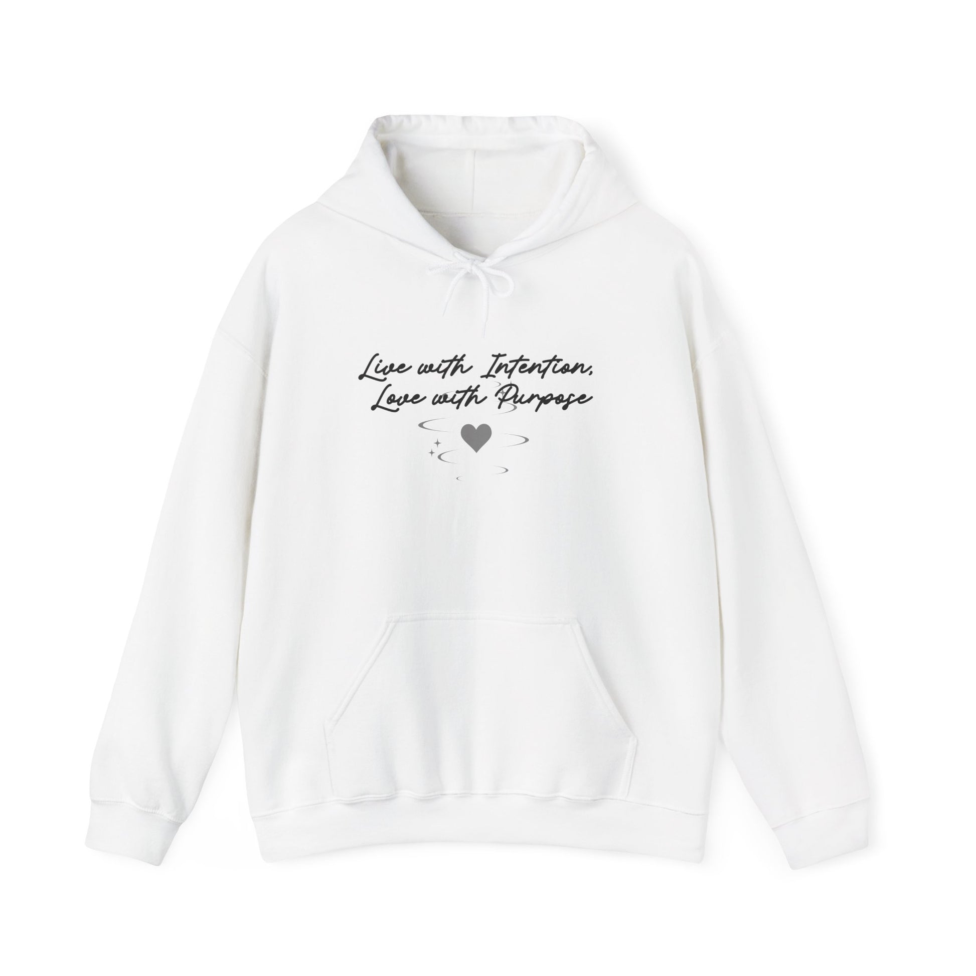 Live with Intention Hoodie | Love with Purpose | Positive Pullover White