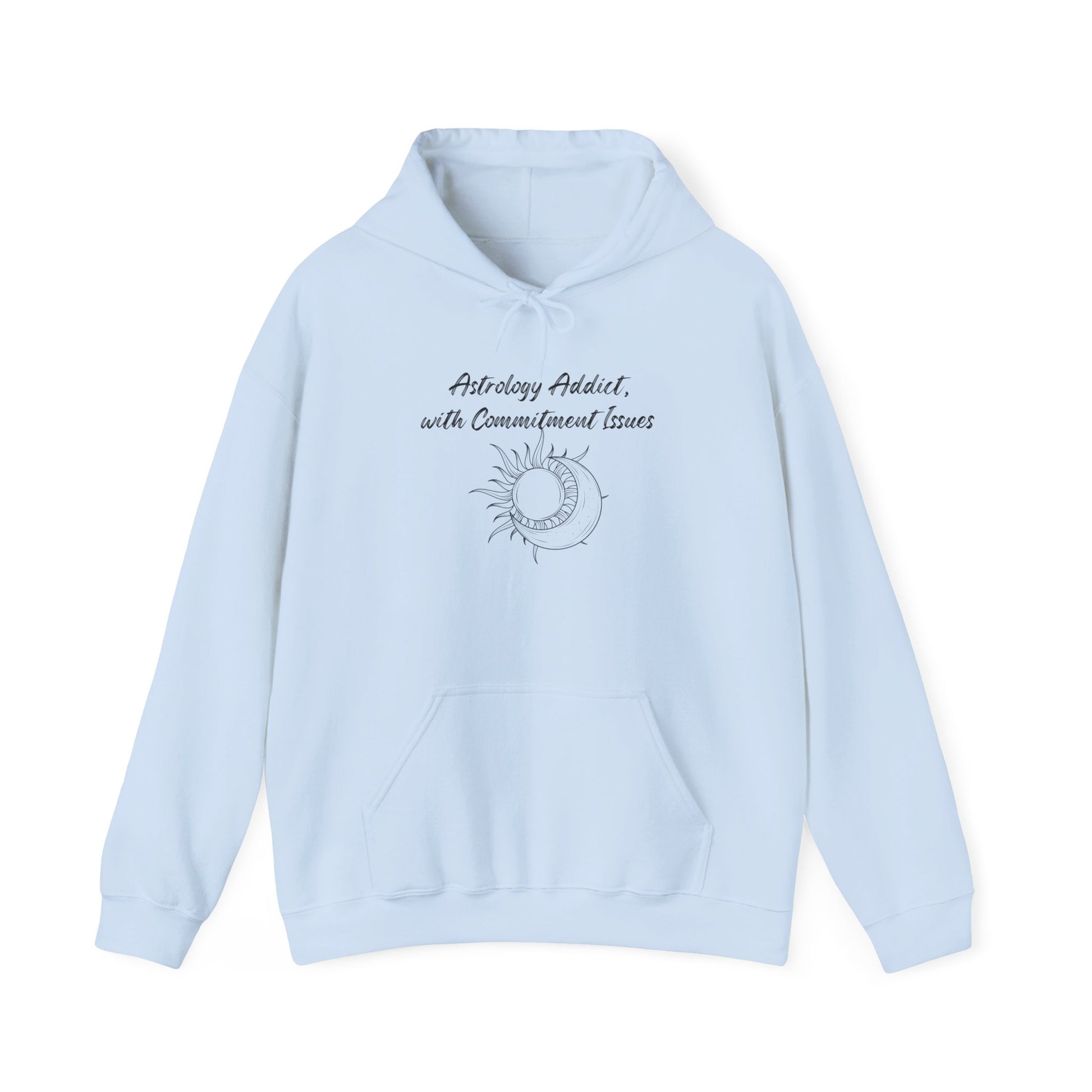 Astrology Addict | With Commitment Issues | Funny Zodiac Hoodie Light Blue