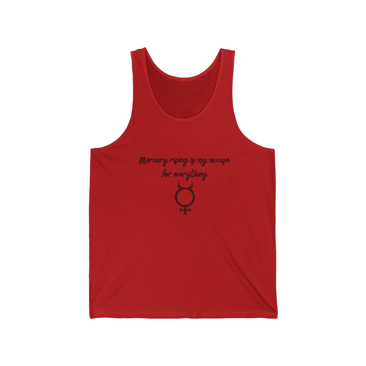 Mercury Rising Tank Top – Funny Astrology Excuse Shirt for Women Red