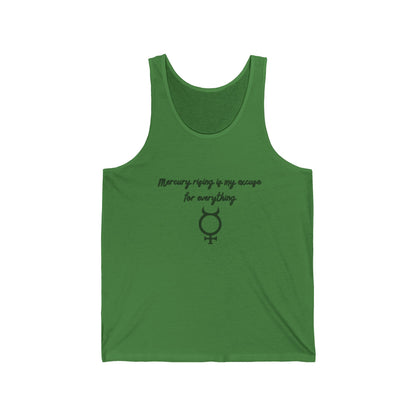 Mercury Rising Tank Top – Funny Astrology Excuse Shirt for Women Leaf