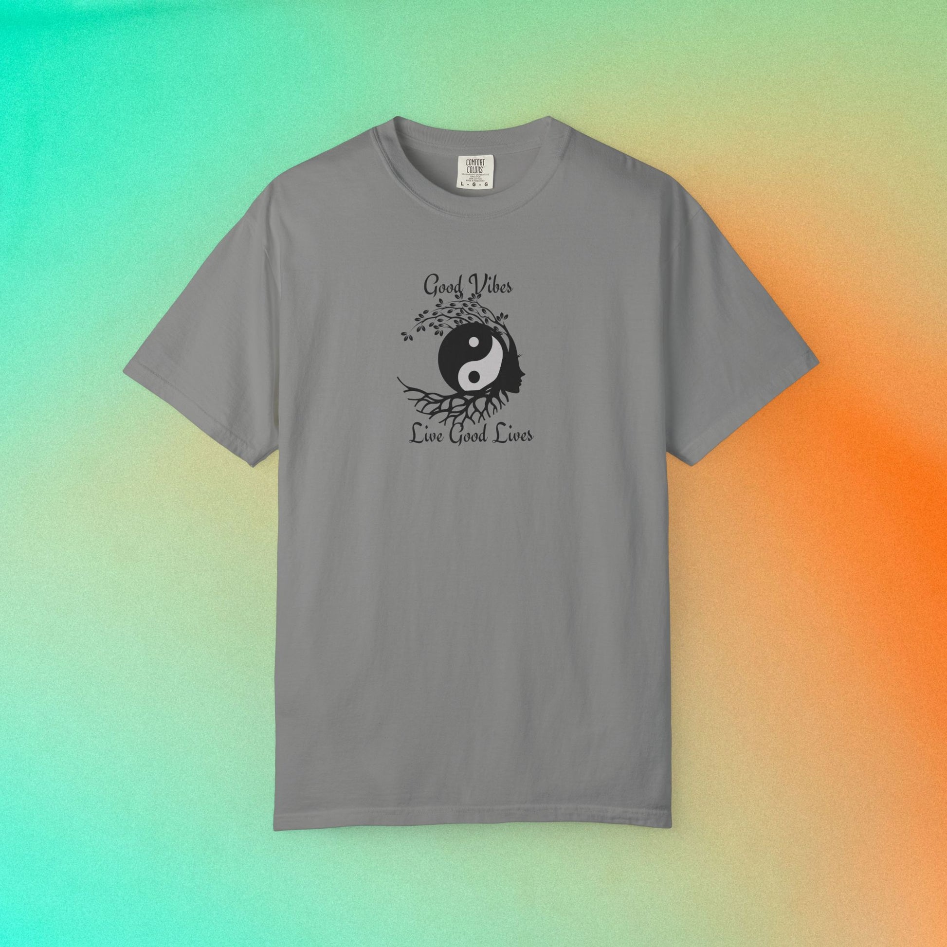 Good Vibes Live Good Lives T-Shirt – Yin Yang Tree of Life Tee Granite