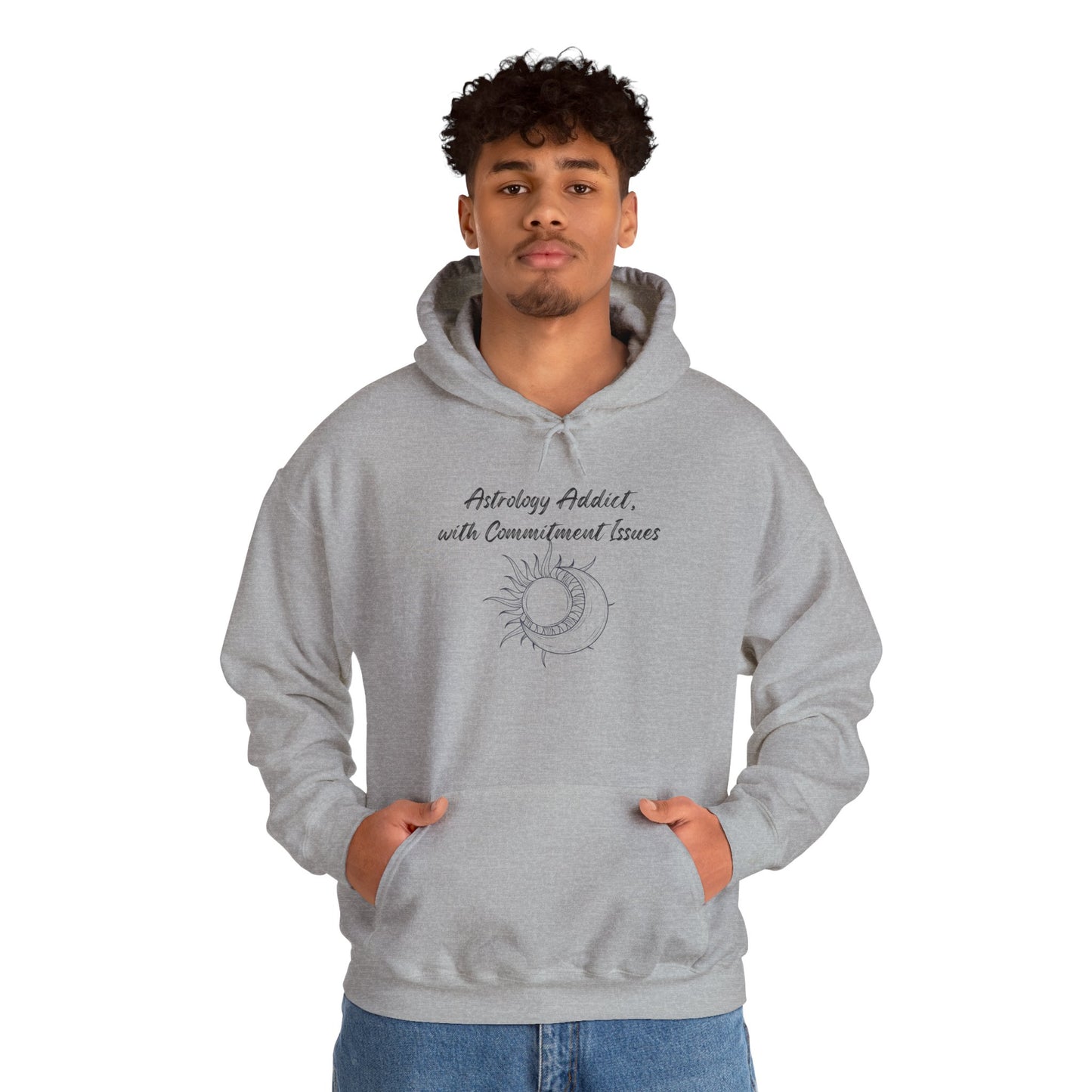 Astrology Addict | With Commitment Issues | Funny Zodiac Hoodie Sport Grey