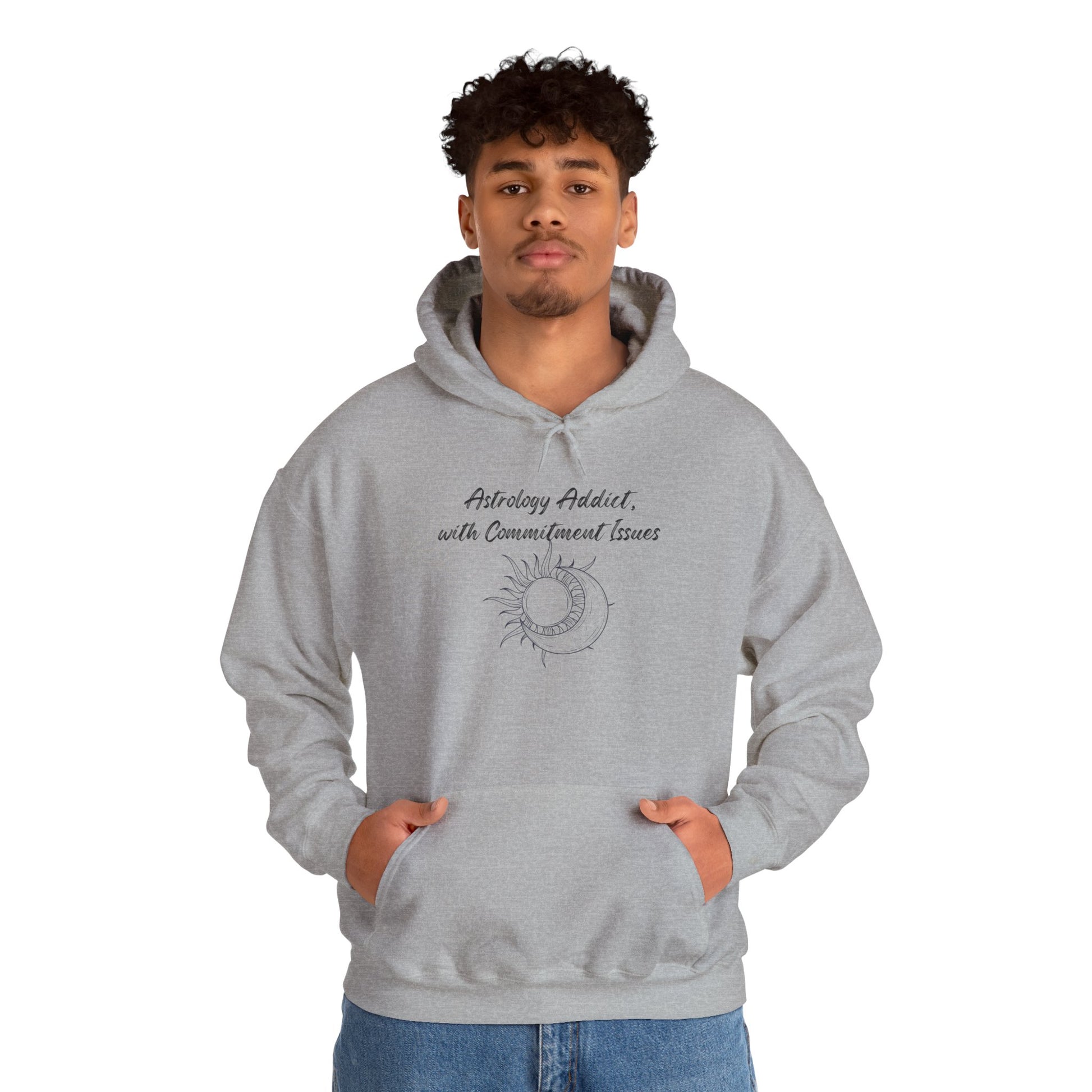 Astrology Addict | With Commitment Issues | Funny Zodiac Hoodie Sport Grey