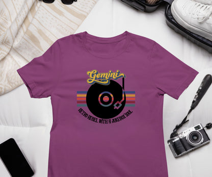 Gemini Retro T-shirt | Vinyl Record| Jukebox Rebel