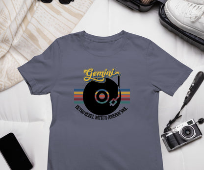 Gemini Retro T-shirt | Vinyl Record| Jukebox Rebel