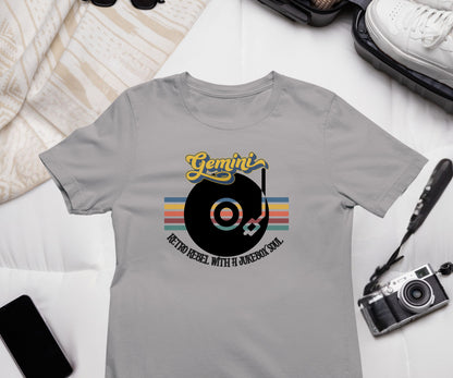 Gemini Retro T-shirt | Vinyl Record| Jukebox Rebel