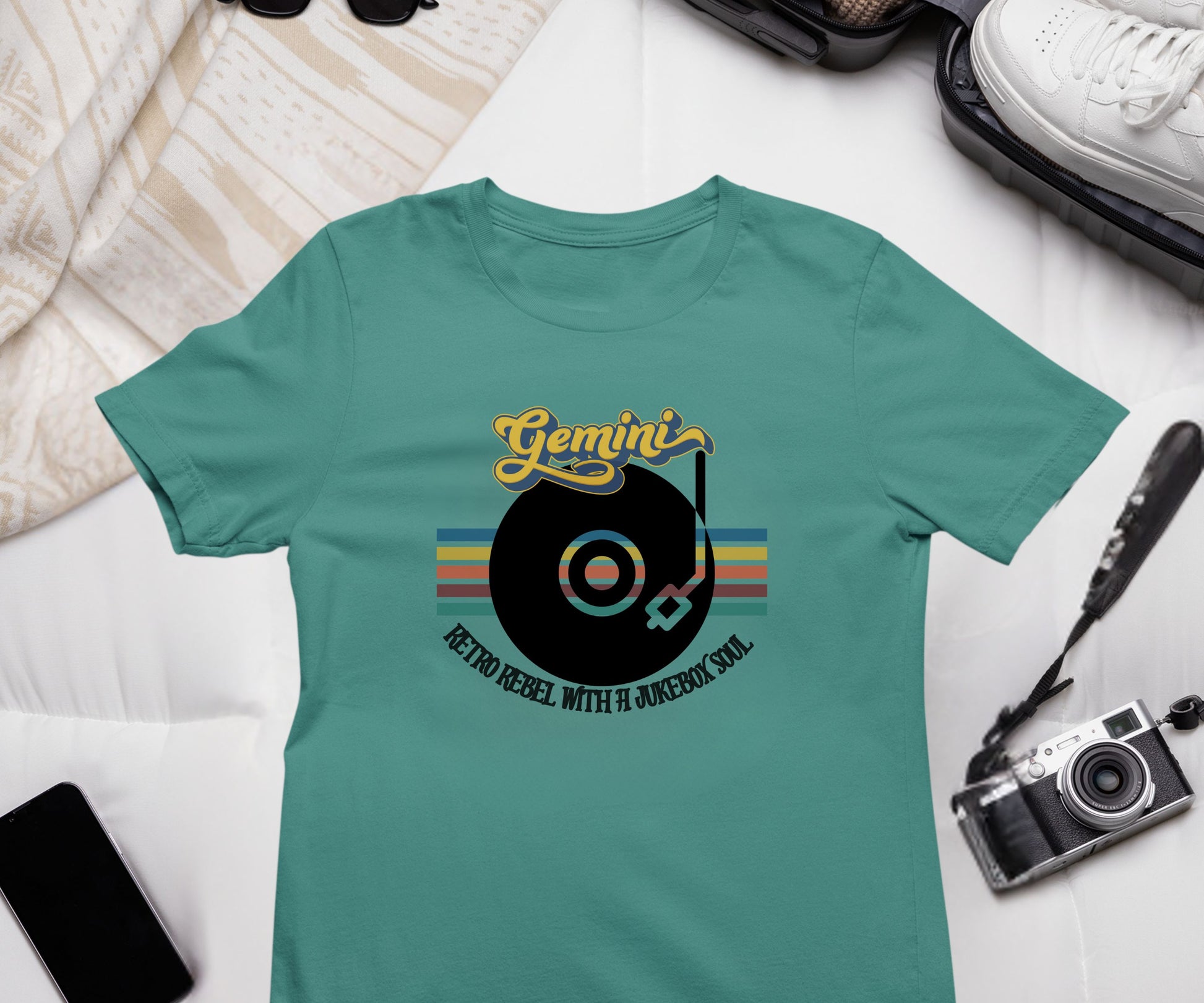 Gemini Retro T-shirt | Vinyl Record| Jukebox Rebel