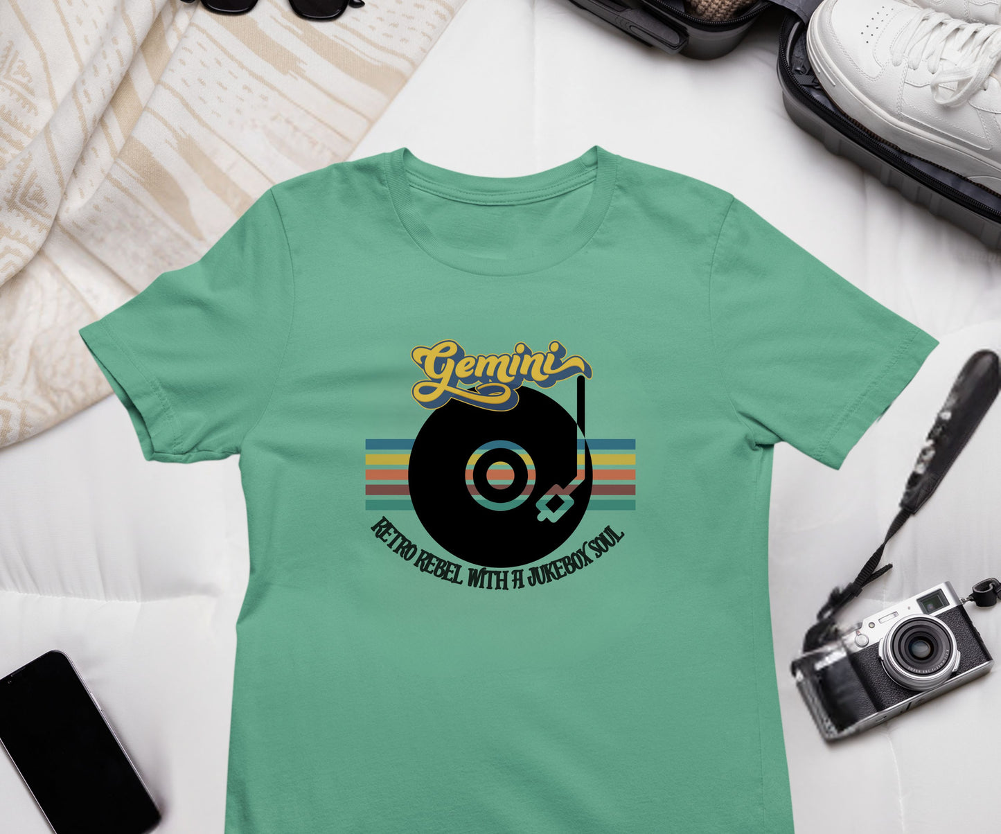 Gemini Retro T-shirt | Vinyl Record| Jukebox Rebel