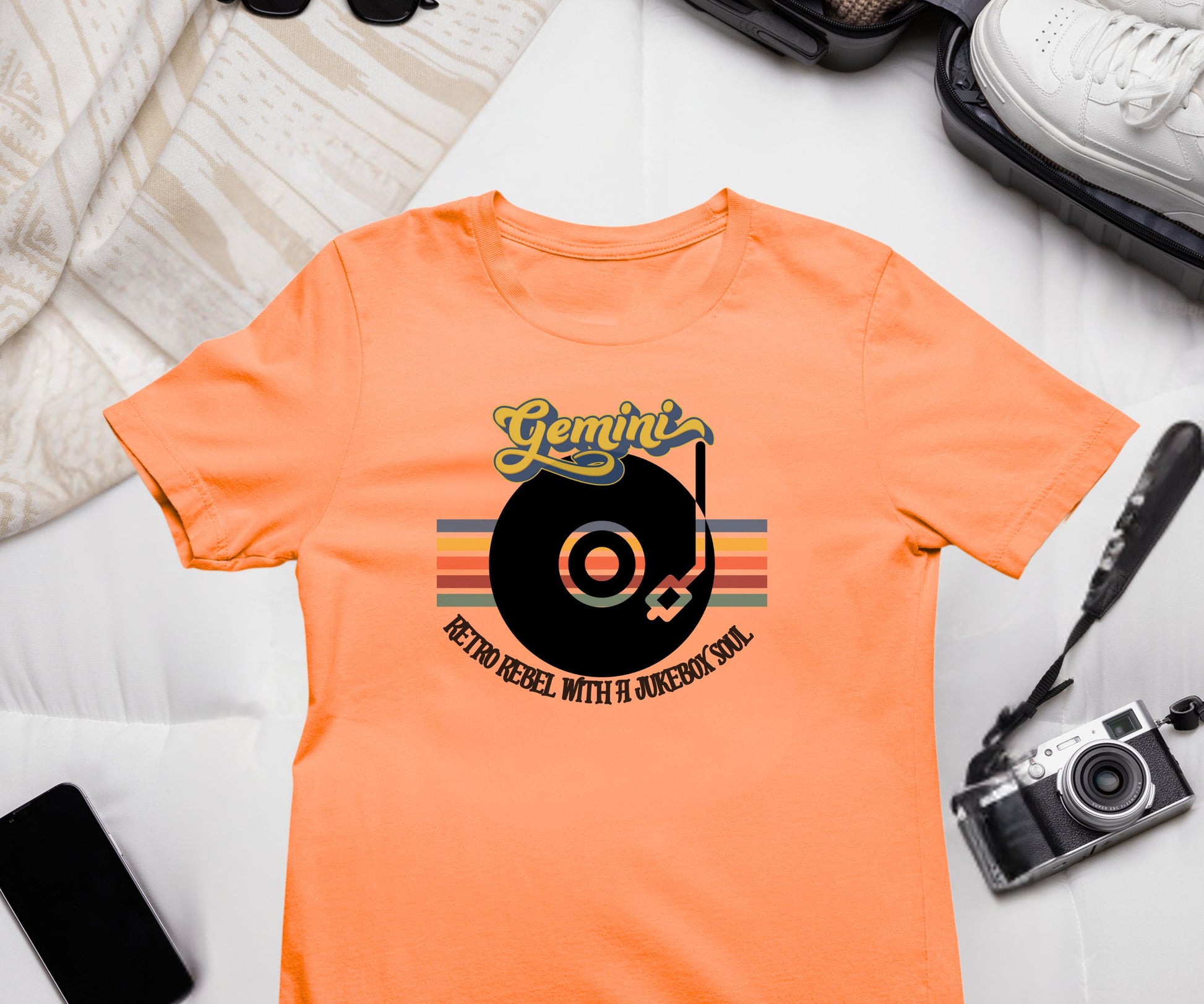 Gemini Retro T-shirt | Vinyl Record| Jukebox Rebel