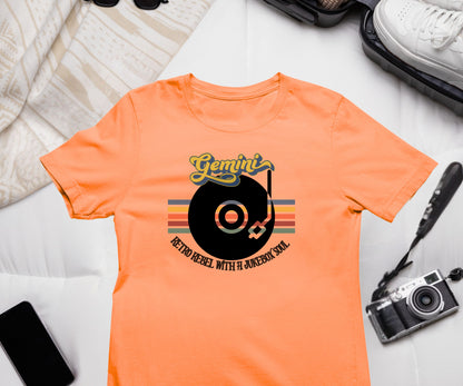 Gemini Retro T-shirt | Vinyl Record| Jukebox Rebel