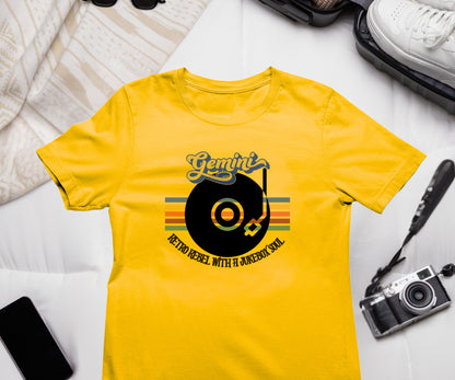Gemini Retro T-shirt | Vinyl Record| Jukebox Rebel