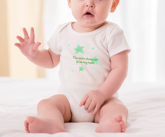 Custom Baby Onesie – "The Stars Chose Her to Be My Mom" | Personalized Gender & Design