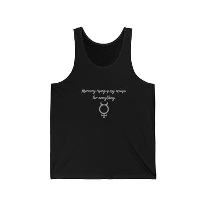 Mercury Rising Tank Top – Funny Astrology Excuse Shirt for Women Black
