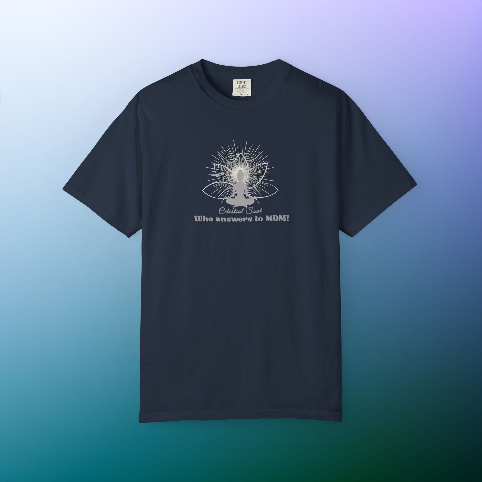 Celestial Soul Mom T-Shirt – Who Answers to MOM! Navy