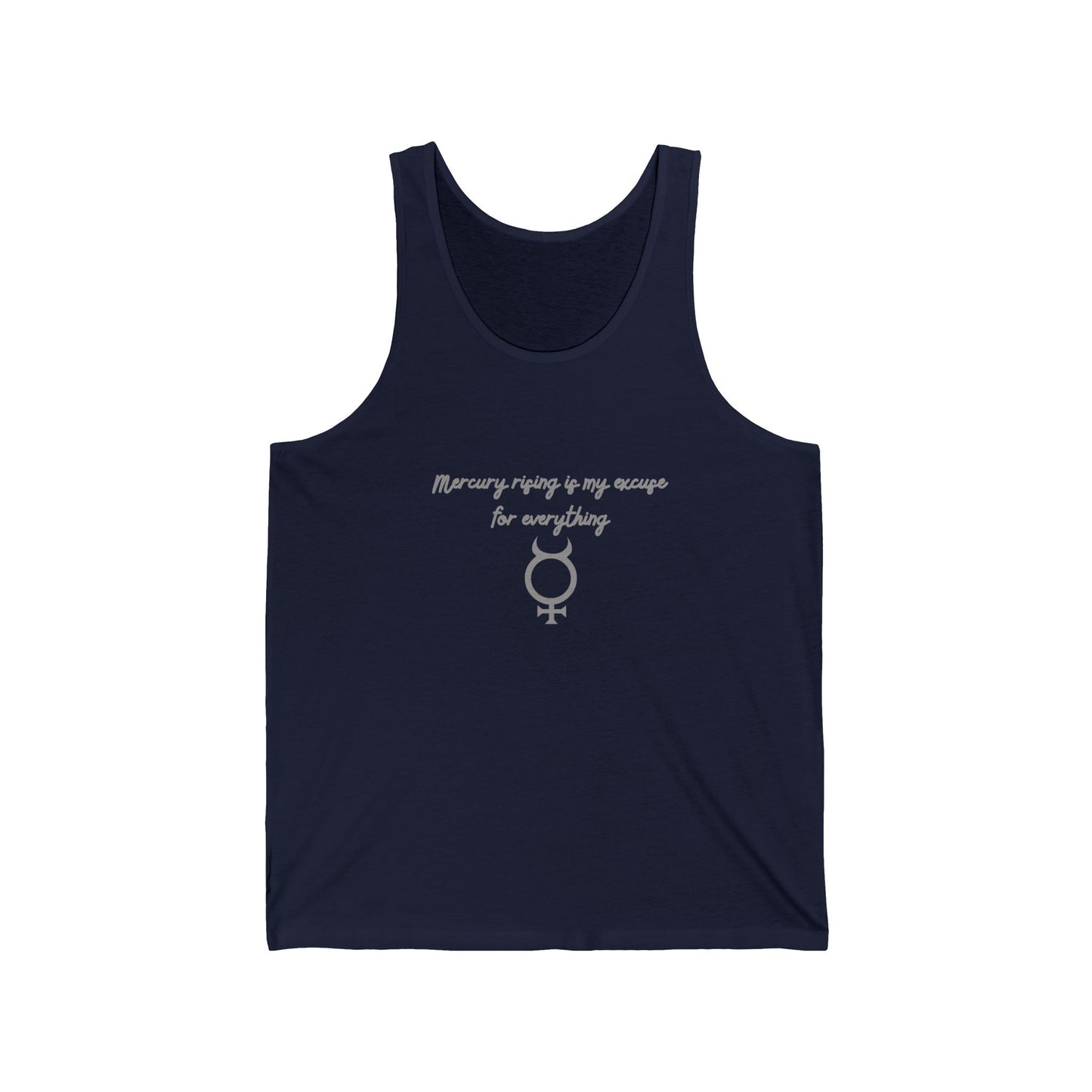 Mercury Rising Tank Top – Funny Astrology Excuse Shirt for Women Navy