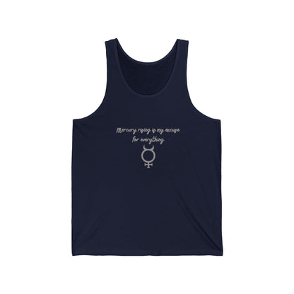 Mercury Rising Tank Top – Funny Astrology Excuse Shirt for Women Navy