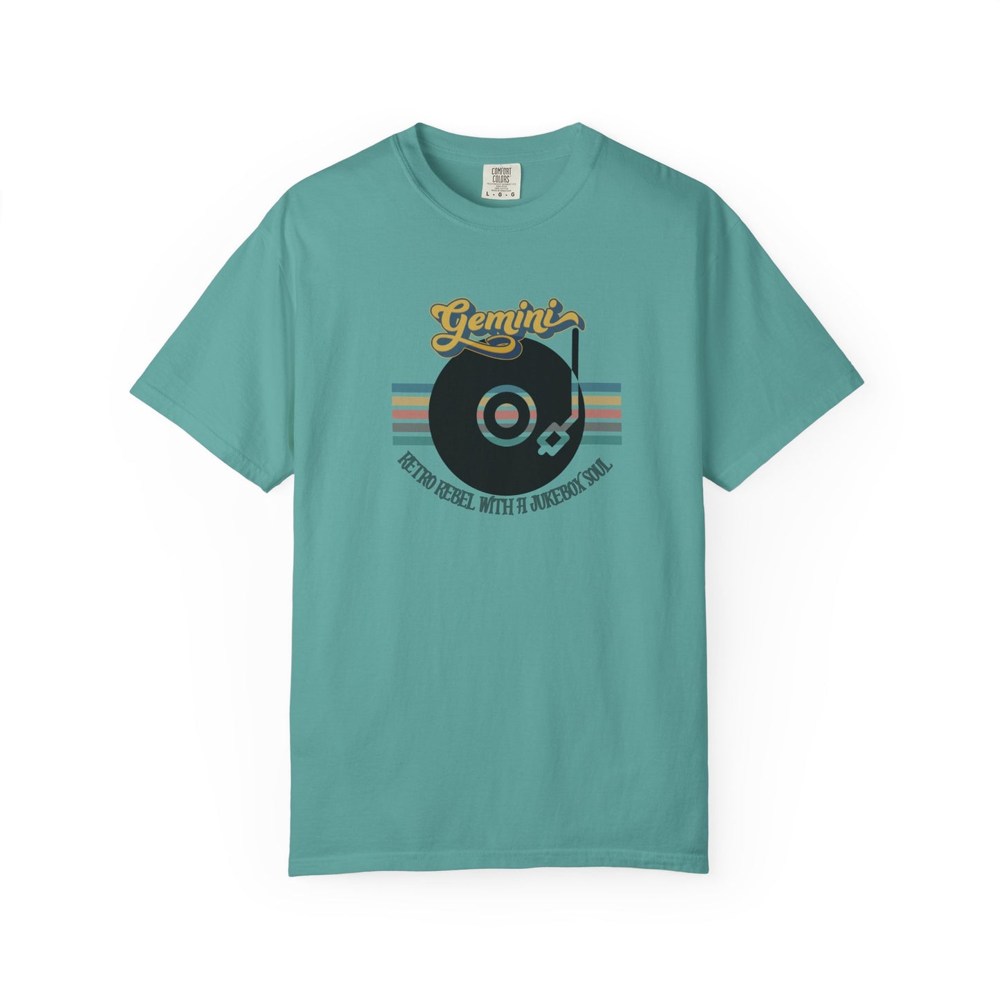 Gemini Retro T-shirt | Vinyl Record| Jukebox Rebel Seafoam