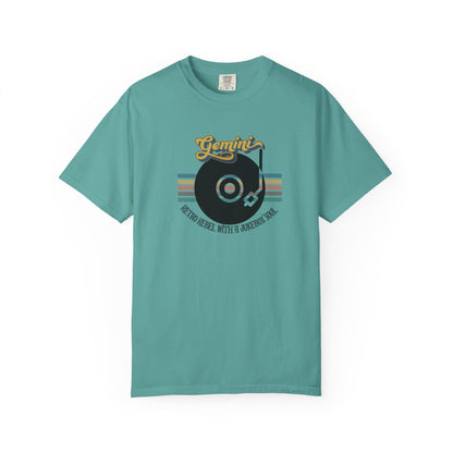 Gemini Retro T-shirt | Vinyl Record| Jukebox Rebel Seafoam