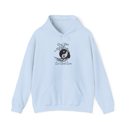 Good Vibes Hoodie – Manifestation & Mindfulness Apparel Light Blue