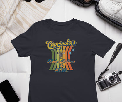 Capricorn Zodiac Retro T-Shirt – Made with Charm & 70’s Soul