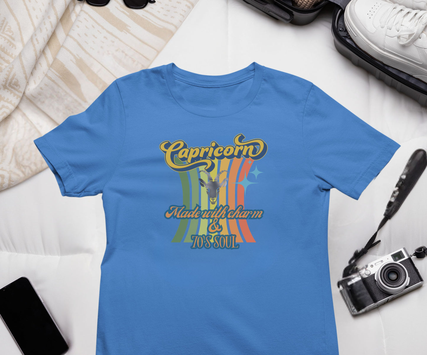 Capricorn Zodiac Retro T-Shirt – Made with Charm & 70’s Soul
