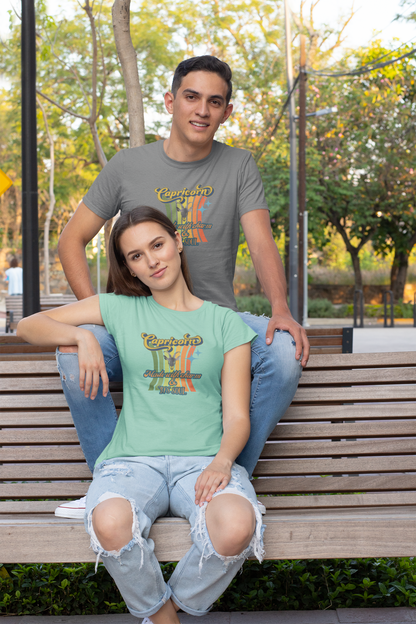 Capricorn Zodiac Retro T-Shirt – Made with Charm & 70’s Soul